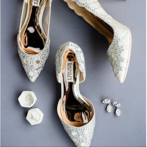 New Badgley Mischka BHLDN Gigi 6.5, 7.5, 11 Rhinestone Satin Wedding Formal - Picture 2 of 12